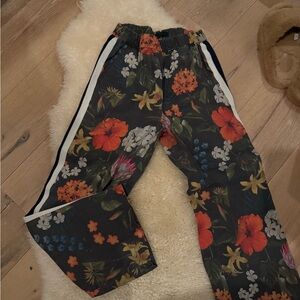 MOTHER- Floral Print Pants with Side Stripes